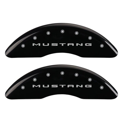 MGP 4 Caliper Covers Engraved Front 2015/Mustang Engraved Rear 2015/37 Black finish silver ch