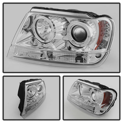 Spyder Jeep Grand Cherokee 99-04 Projector Headlights LED Halo LED Chrm - PRO-YD-JGC99-HL-C