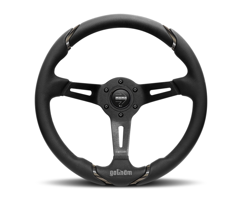 Momo Gotham Steering Wheel 350 mm - Black Leather/Black Spokes