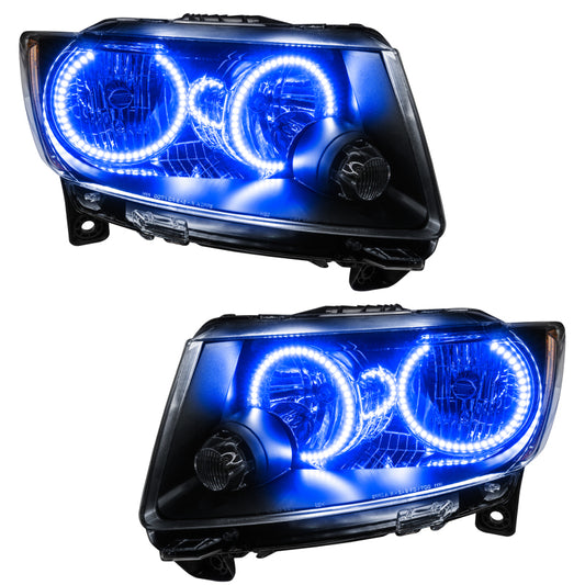 Oracle 11-13 Jeep Grand Cherokee Pre-Assembled Halo Headlights (Non HID) Chrome - Blue SEE WARRANTY