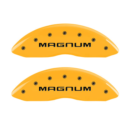 MGP 4 Caliper Covers Engraved Front & Rear Magnum Yellow Finish Black Char 2006 Dodge Charger