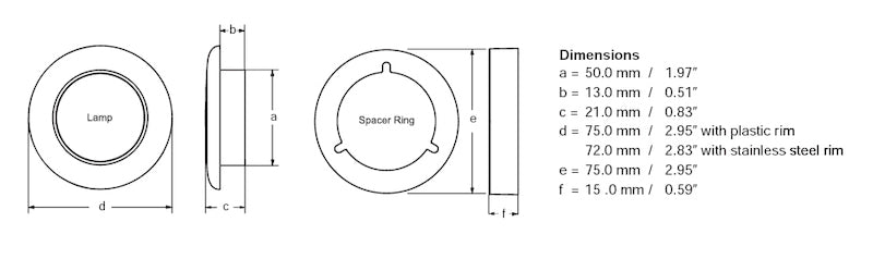 Hella Courtesy Lamp Rnd Blue Md12 Wh Rim 2Xt