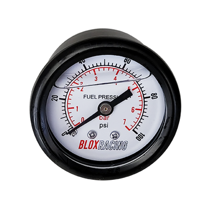 BLOX Racing Liquid-Filled Fuel Pressure Gauge 0-100psi (White Face)