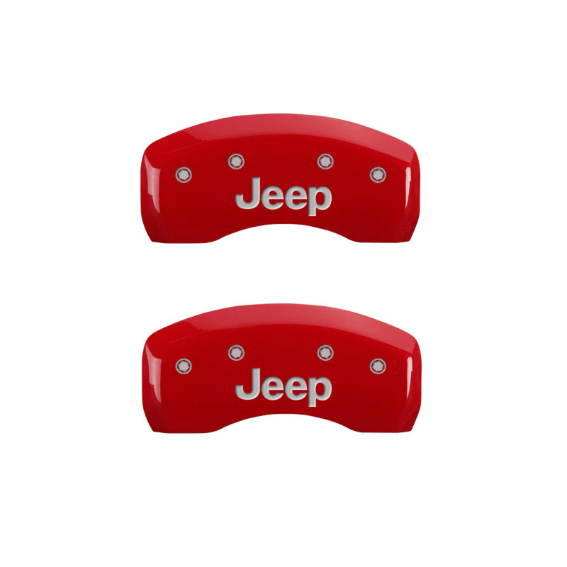 MGP 4 Caliper Covers Engraved Front & Rear JEEP Red finish silver ch