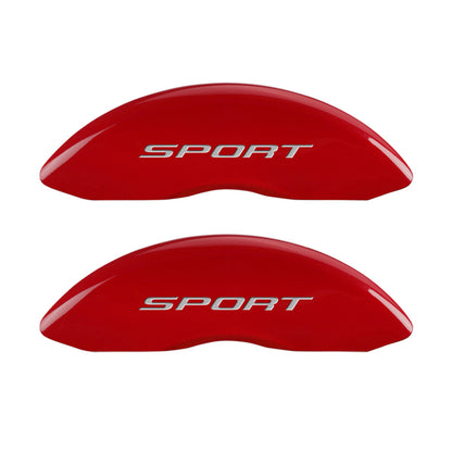 MGP 4 Caliper Covers Engraved Front & Rear No Bolts/Sport 2015 Red finish silver ch