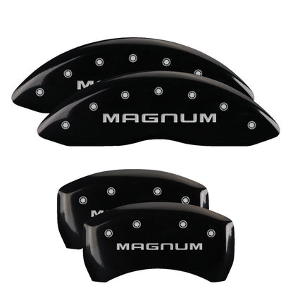 MGP 4 Caliper Covers Engraved Front & Rear Magnum Black finish silver ch