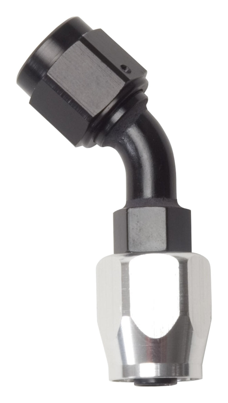 Russell Performance -8 AN Black/Silver 45 Degree Full Flow Hose End