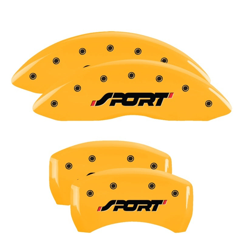 MGP 4 Caliper Covers Engraved Front & Rear MGP Yellow finish black ch