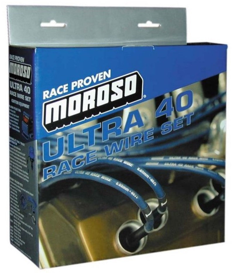 Moroso Chevrolet Small Block Ignition Wire Set - Ultra 40 - Unsleeved - HEI - Under Header - Blue
