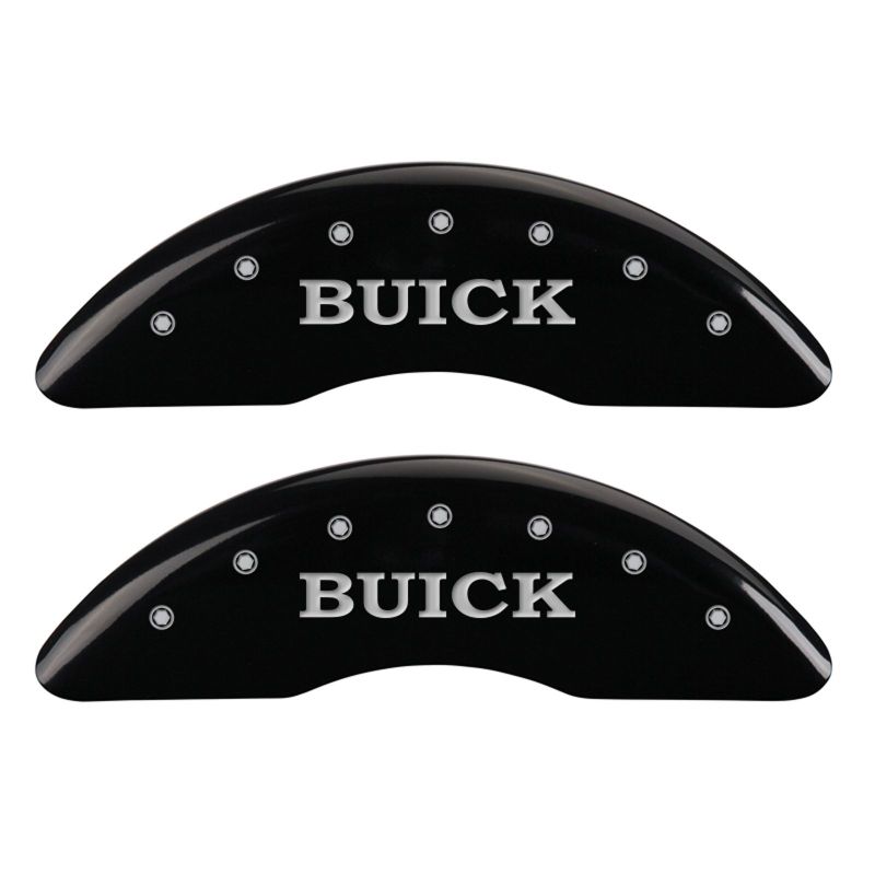 MGP 4 Caliper Covers Engraved Front Buick Engraved Rear Buick Shield Black finish silver ch