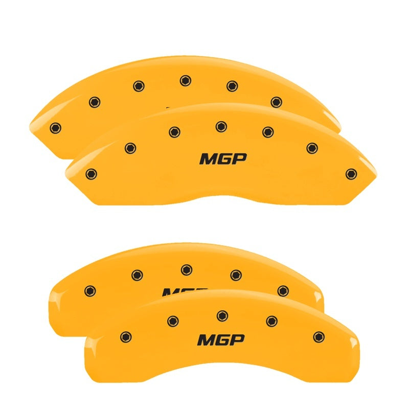 MGP 4 Caliper Covers Engraved Front & Rear MGP Yellow Finish Black Char 2009 Toyota Fj Cruiser