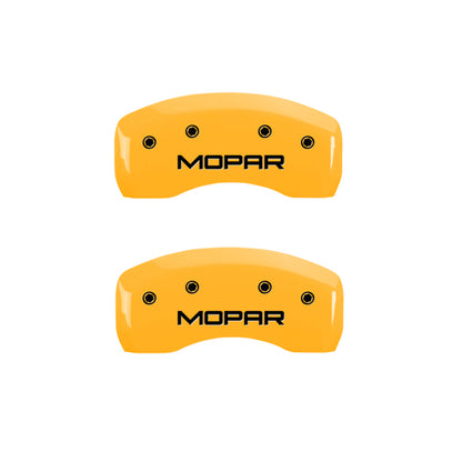 MGP 4 Caliper Covers Engraved Front & Rear MOPAR Yellow finish black ch