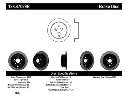 StopTech 08-10 WRX Drilled Right Rear Rotor