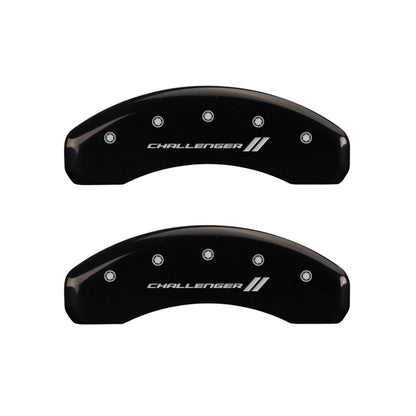 MGP 4 Caliper Covers Engraved Front & Rear With stripes/Challenger Black finish silver ch