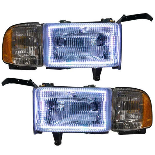Oracle 94-02 Dodge Ram Pre-Assembled Halo Headlights - ColorSHIFT w/ BC1 Controller