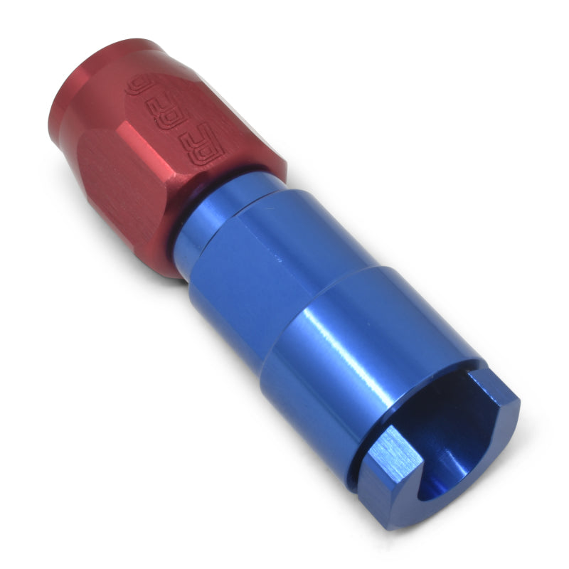 Russell Performance 3/8in SAE Quick Disc Female to -6 Hose Red/Blue Straight Hose End