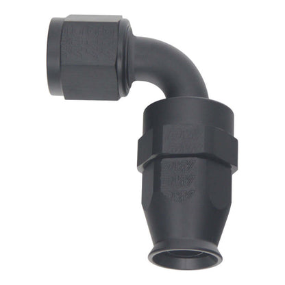 DeatschWerks 8AN Female Swivel 90-Degree Hose End PTFE (Incl 1 Olive Insert) - Anodized Matte Black