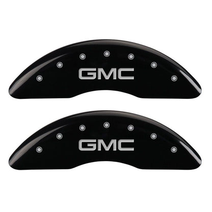 MGP 4 Caliper Covers Engraved Front & Rear GMC Black finish silver ch