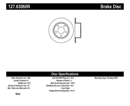 StopTech 05-13 Chrysler300/300C / 09-12 Dodge Challenger Rear Right Drilled & Slotted Rotor