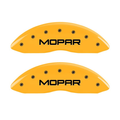 MGP Front set 2 Caliper Covers Engraved Front MOPAR Yellow finish black ch