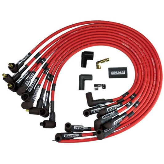 Moroso Chevrolet Small Block Ignition Wire Set - Ultra 40 - Unsleeved - Non-HEI - Over Valve - Red