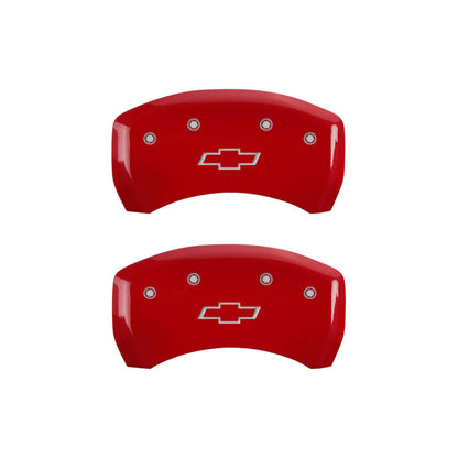 MGP 4 Caliper Covers Engraved Front & Rear Bowtie Red finish silver ch