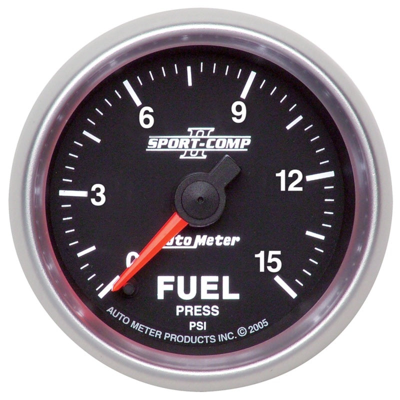 Autometer Sport-Comp II 52mm 0-15 PSI Full Sweep Electronic Fuel Pressure Gauge