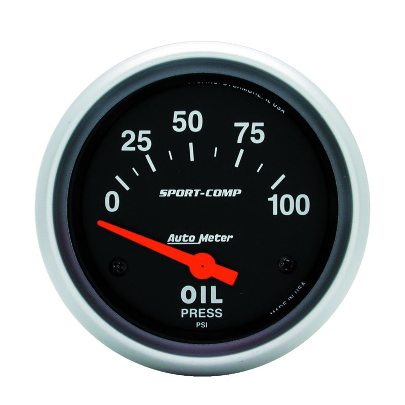 Autometer Sport-Comp 66.7mm 0-100 PSI Short Sweep Electronic Oil Pressure Gauge