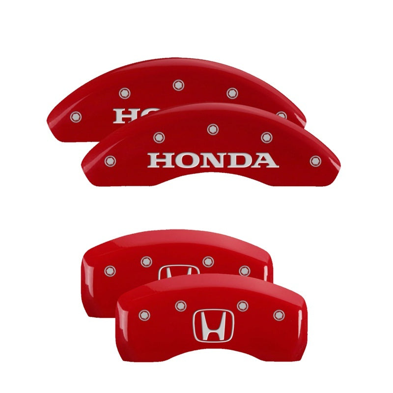 MGP 4 Caliper Covers Engraved Front Honda Engraved Rear Pilot/2016 Red finish silver ch