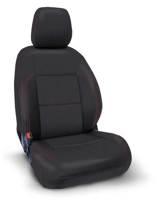 PRP 2016+ Toyota Tacoma Front Seat Covers (Pair) - Black with Red Stitching