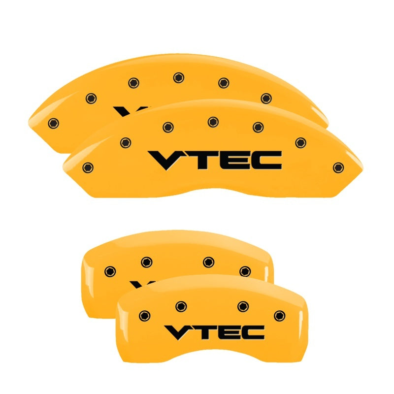 MGP 4 Caliper Covers Engraved Front & Rear Vtech Yellow Finish Black Char 2007 Honda Accord