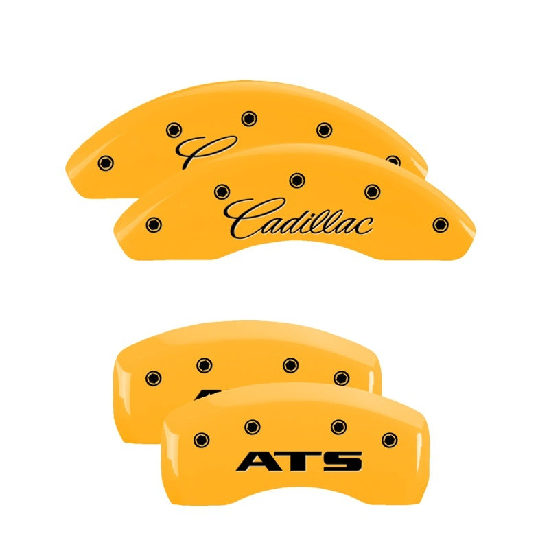 MGP 4 Caliper Covers Engraved Front Cadillac Rear CTS Yellow Finish Black Char 2004 Cadillac CTS