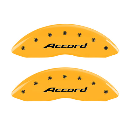 MGP 4 Caliper Covers Engraved Front Accord Engraved Rear Accord Yellow finish black ch