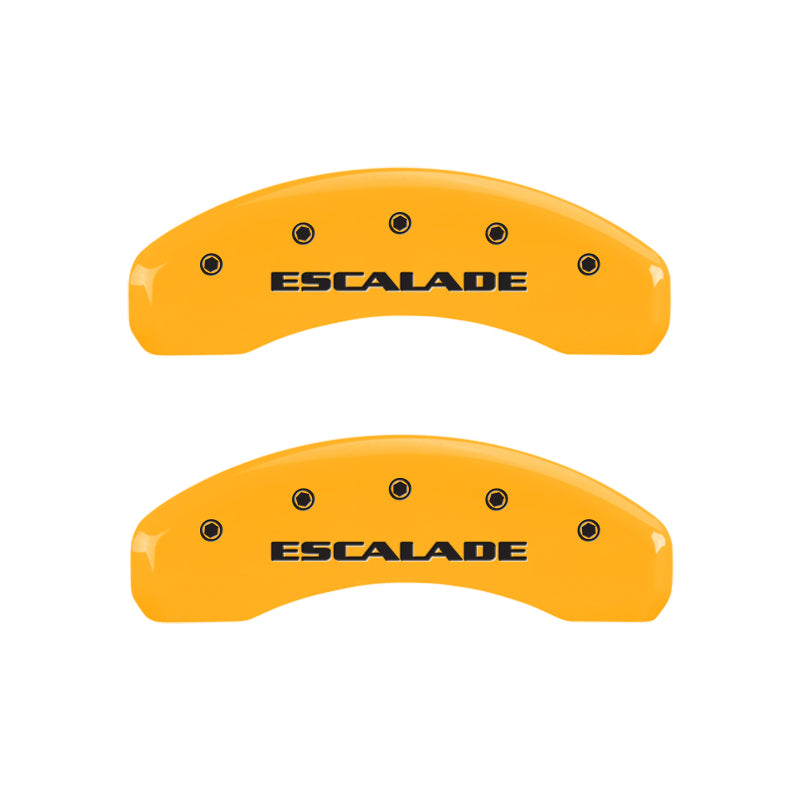 MGP 4 Caliper Covers Engraved Front & Rear Escalade Yellow finish black ch