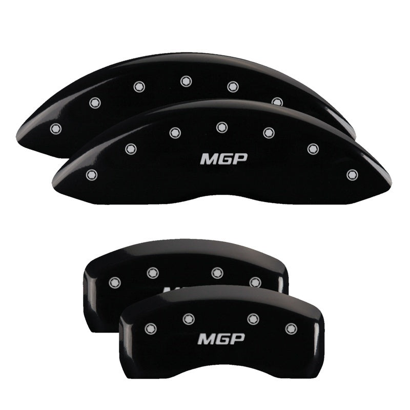 MGP 4 Caliper Covers Engraved Front Pontiac Engraved Rear Arrow Black finish silver ch