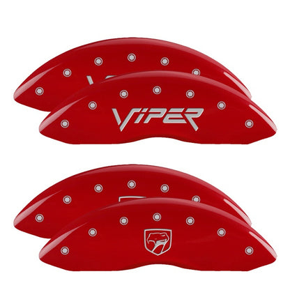 MGP 4 Caliper Covers Engraved Front Gen 2/Viper Engraved Rear Gen 2/Snake Red finish silver ch