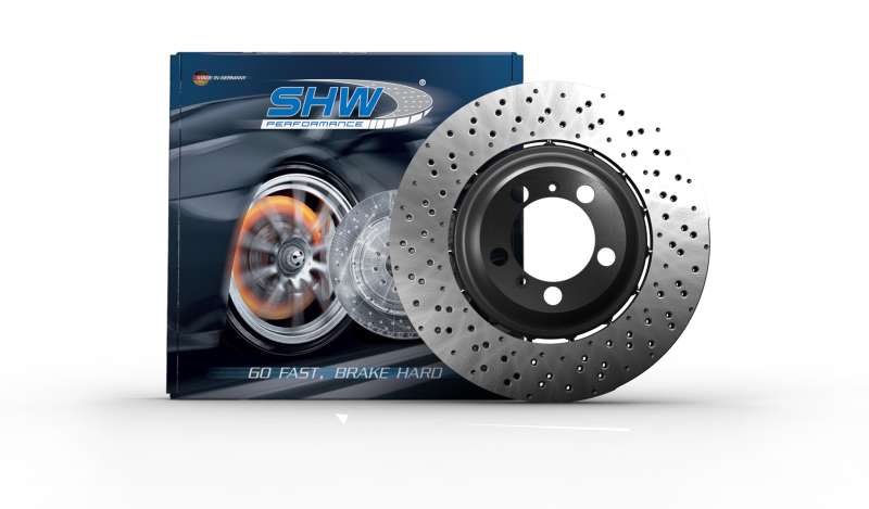 SHW 2003 Audi RS6 4.2L Left Front Cross-Drilled Lightweight Brake Rotor (4B3615301E)