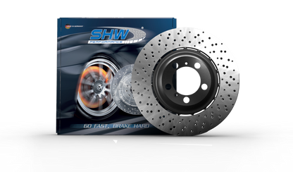 SHW 2003 Audi RS6 4.2L Left Front Cross-Drilled Lightweight Brake Rotor (4B3615301E)