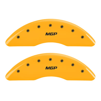 MGP 4 Caliper Covers Engraved Front & Rear GMC Yellow finish black ch