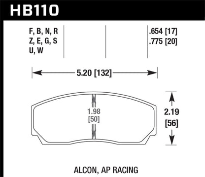 Hawk DTC-80 AP Racing 17mm Race Brake Pads