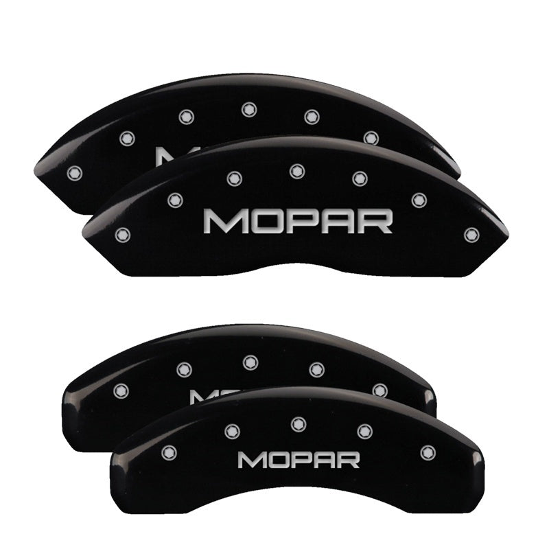 MGP 4 Caliper Covers Engraved Front & Rear Mopar Black Finish Silver Char 2018 Jeep Wrangler