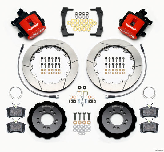 Wilwood Combination Parking Brake Rear Kit 12.88in Red 2013-Up Ford Focus ST w/ Lines