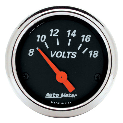 Autometer Designer Black 2 1/16in 18 Volt Electronic Voltage Gauge