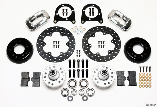 Wilwood Forged Dynalite Front Drag Kit Drilled Polished 37-48 Ford Psgr. Car Spindle