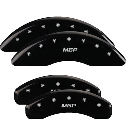 MGP 4 Caliper Covers Engraved Front & Rear MGP Black finish silver ch