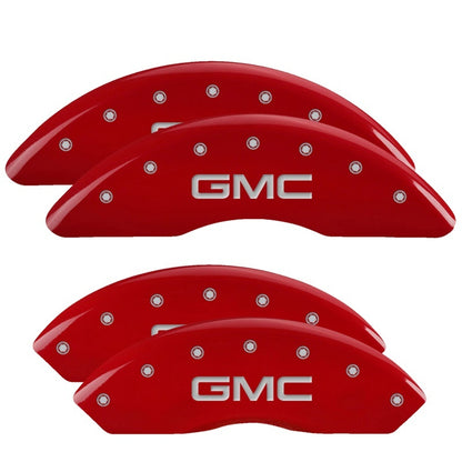 MGP 4 Caliper Covers Engraved Front & Rear GMC Red finish silver ch