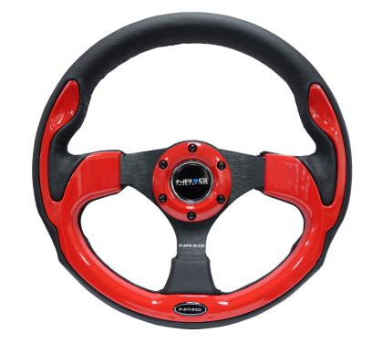 NRG - Reinforced Steering Wheel (320mm) Blk w/Red Trim & 5mm 3-Spoke