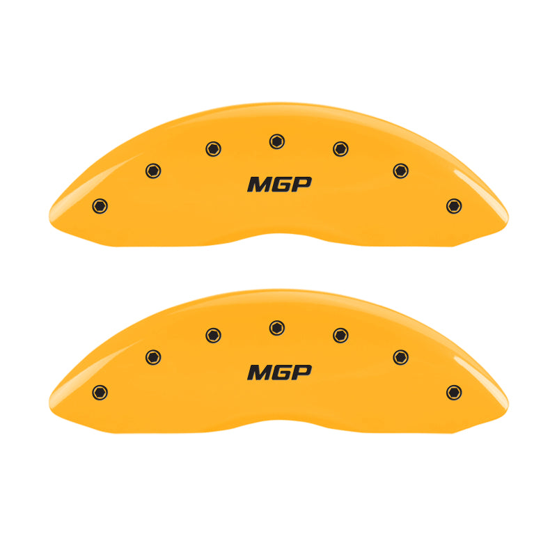 MGP Front set 2 Caliper Covers Engraved Front MGP Yellow finish black ch