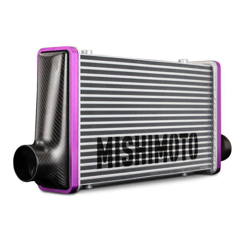 Mishimoto Universal Carbon Fiber Intercooler - Gloss Tanks - 450mm Black Core - C-Flow - R V-Band