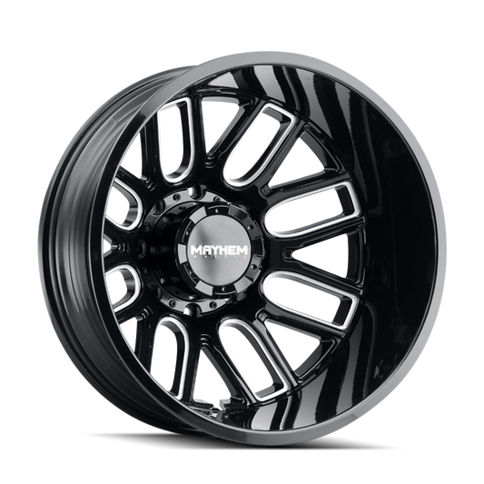 Mayhem 8107D Cogent Dually 20x8.25/8x165.1 BP/-232mm Offset/121.3mm Hub Black w/ Milled Spokes Wheel